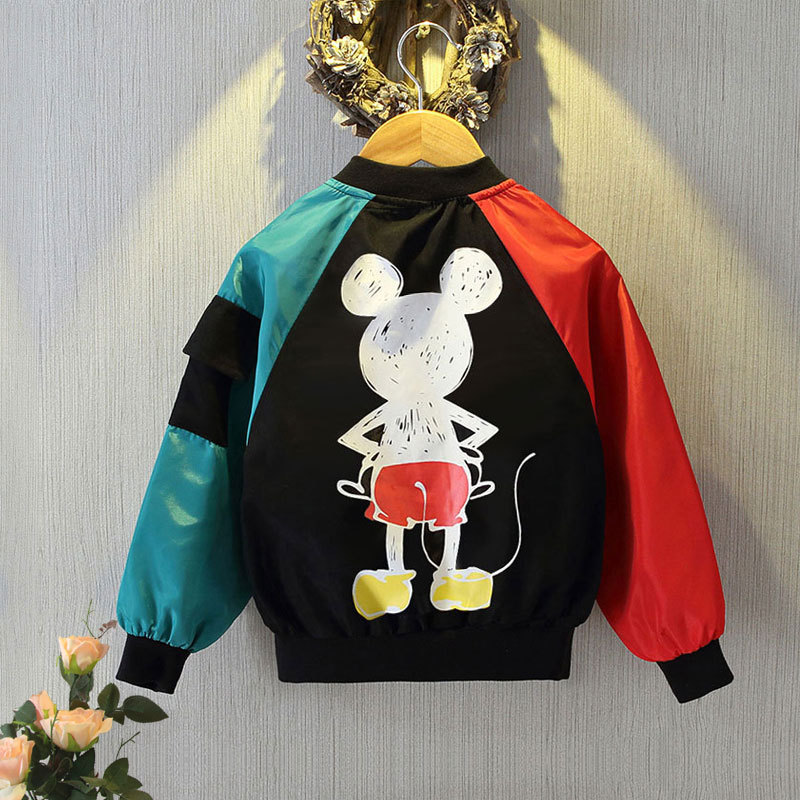 Mickey Mouse Cardigan Jackets Girls Spring Autumn Cartoon Minnie Sports Coats 2-12 Years Kids Disney Outerwear Children Clothes