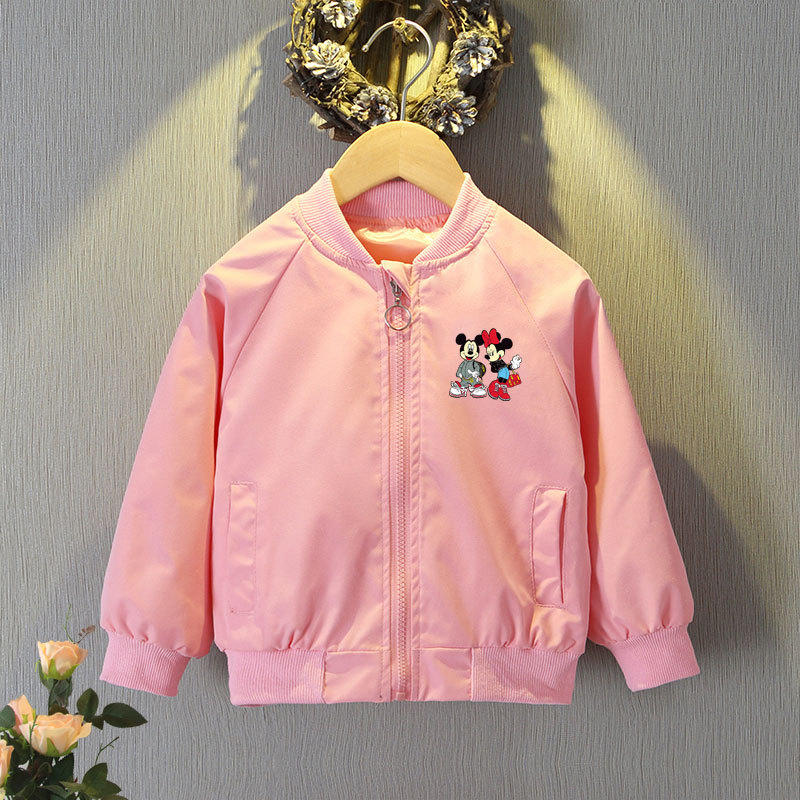 Mickey Mouse Cardigan Jackets Girls Spring Autumn Cartoon Minnie Sports Coats 2-12 Years Kids Disney Outerwear Children Clothes