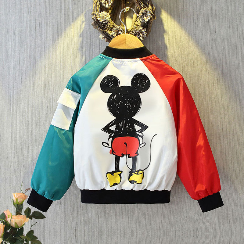 Mickey Mouse Cardigan Jackets Girls Spring Autumn Cartoon Minnie Sports Coats 2-12 Years Kids Disney Outerwear Children Clothes