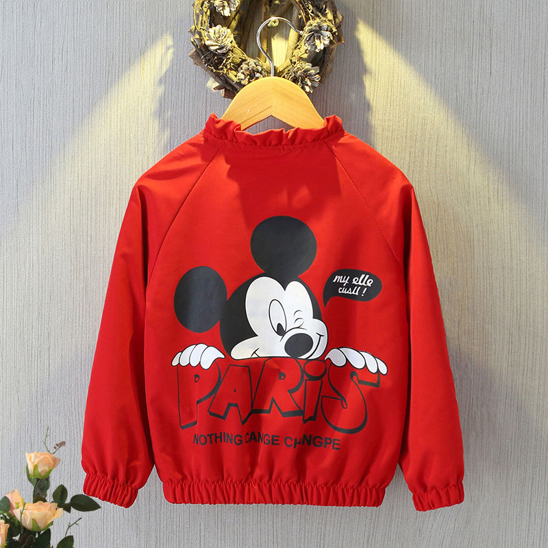 Mickey Mouse Cardigan Jackets Girls Spring Autumn Cartoon Minnie Sports Coats 2-12 Years Kids Disney Outerwear Children Clothes
