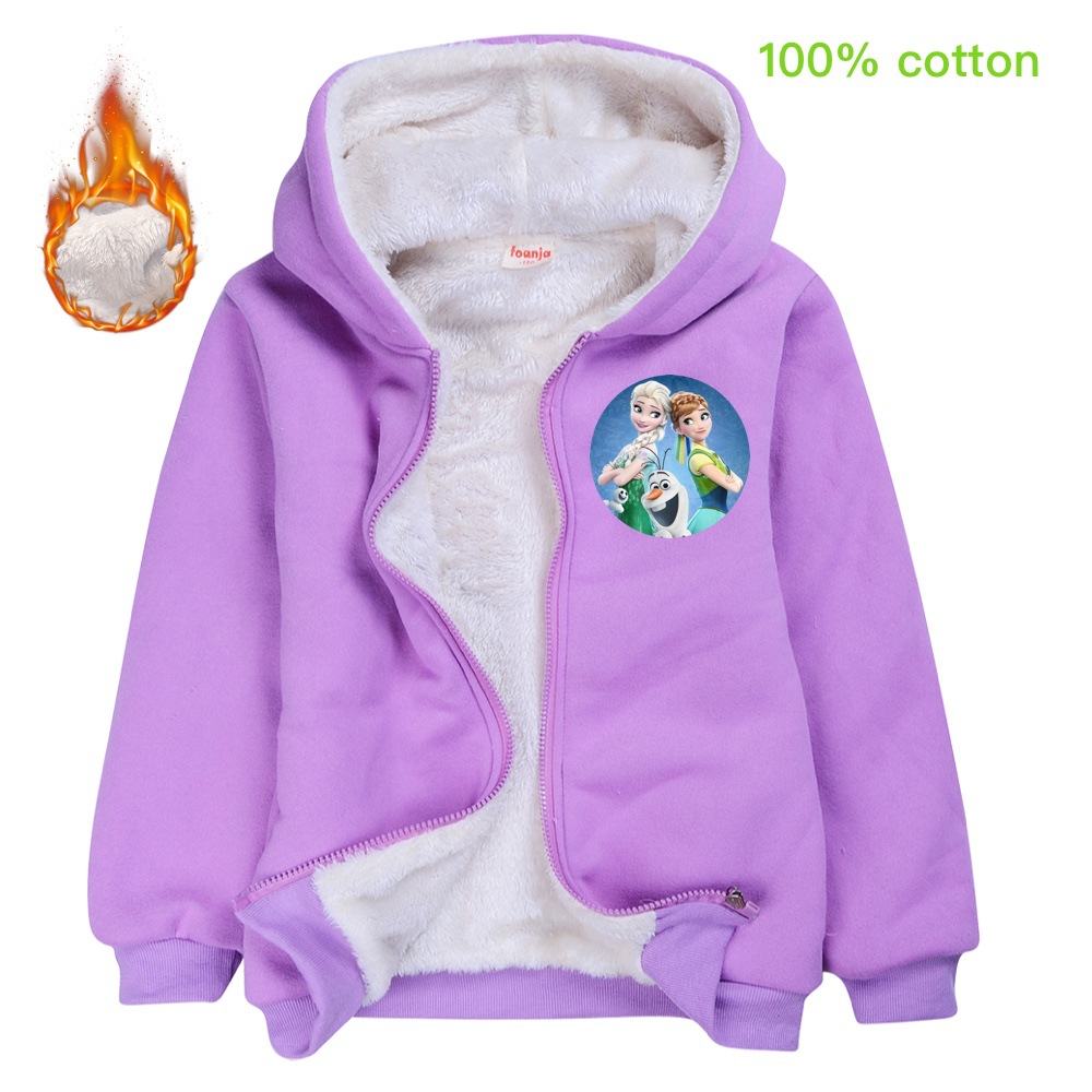 Disney Frozen Kids Coat Winter Outfit Popular Jacket Thicken Warm Girls Clothes Cotton Cartoon Hoodies Anna Elsa Costume