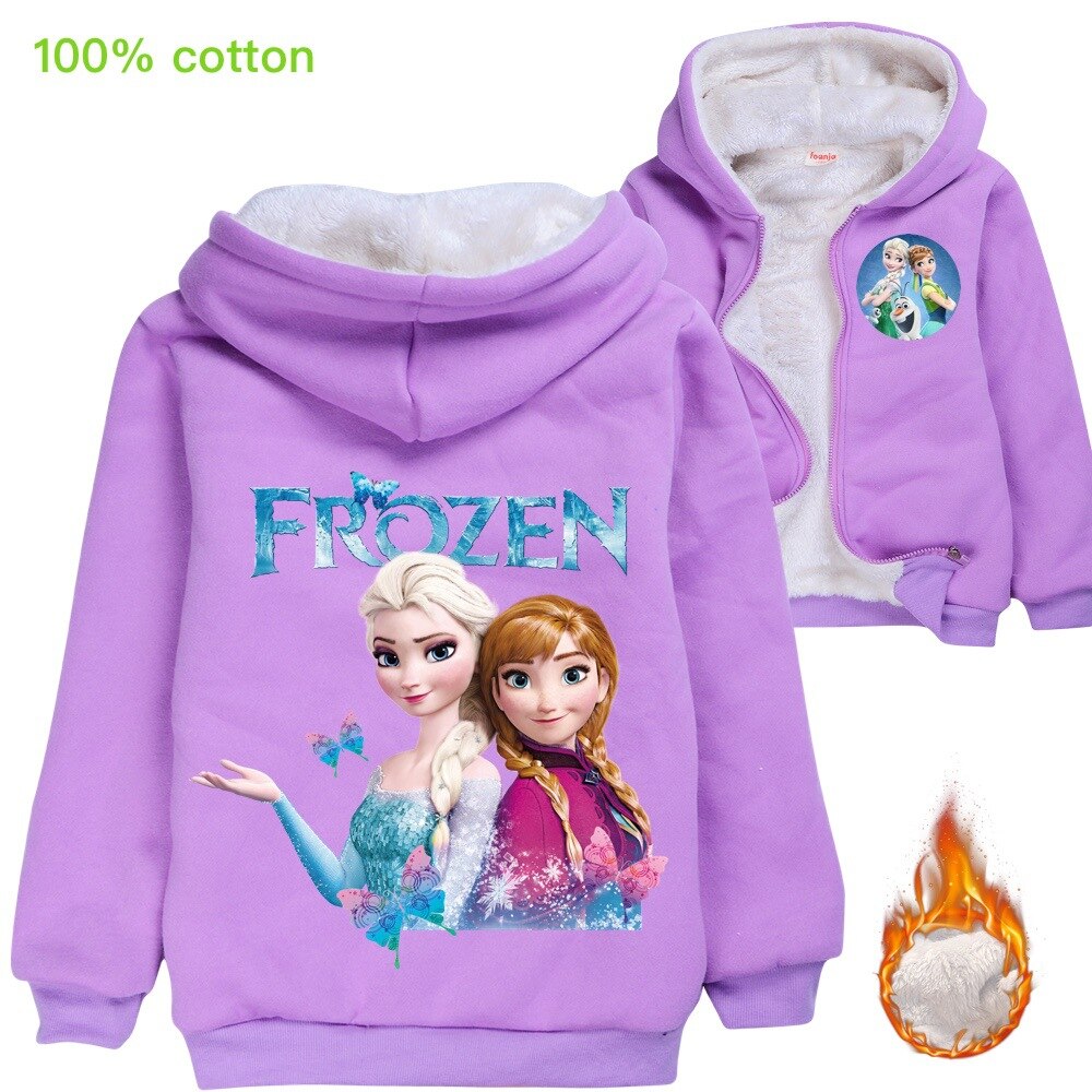 Disney Frozen Kids Coat Winter Outfit Popular Jacket Thicken Warm Girls Clothes Cotton Cartoon Hoodies Anna Elsa Costume