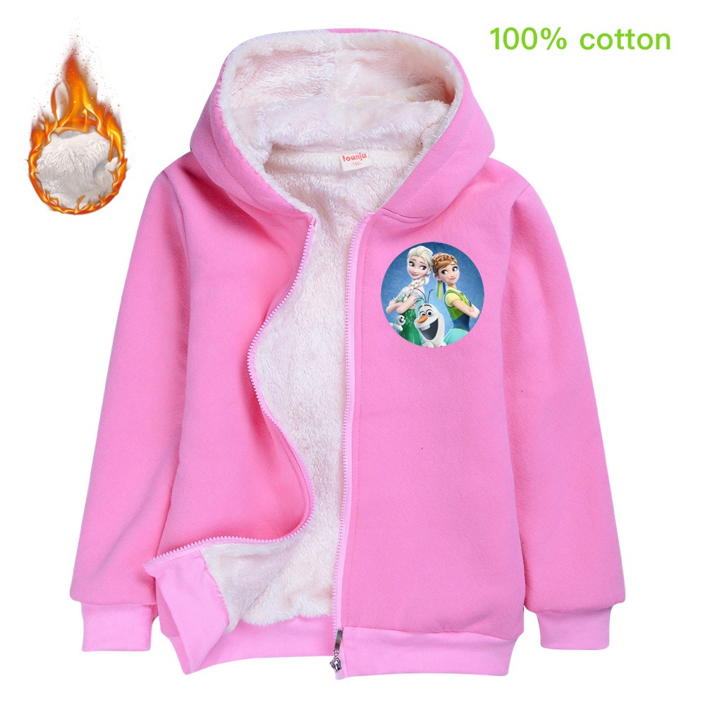Disney Frozen Kids Coat Winter Outfit Popular Jacket Thicken Warm Girls Clothes Cotton Cartoon Hoodies Anna Elsa Costume