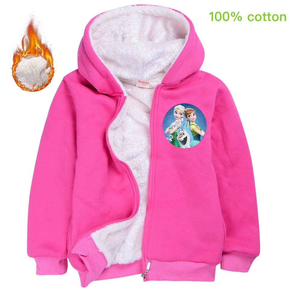 Disney Frozen Kids Coat Winter Outfit Popular Jacket Thicken Warm Girls Clothes Cotton Cartoon Hoodies Anna Elsa Costume
