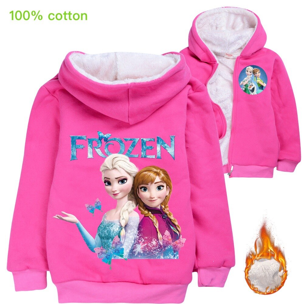 Disney Frozen Kids Coat Winter Outfit Popular Jacket Thicken Warm Girls Clothes Cotton Cartoon Hoodies Anna Elsa Costume