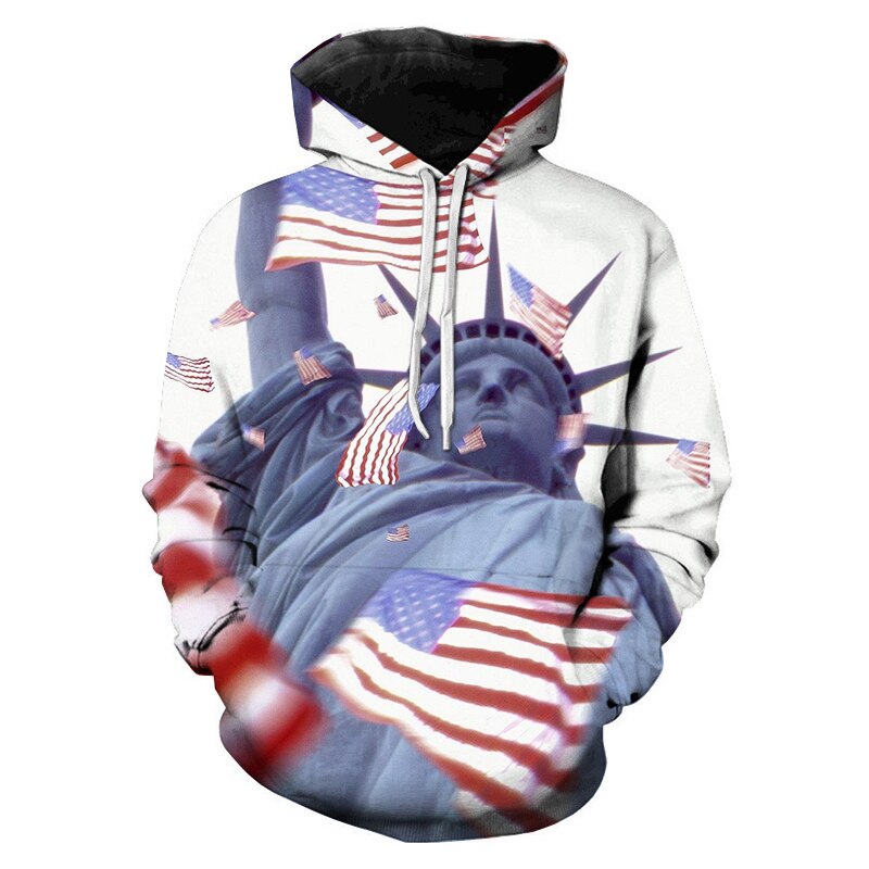 Statue of Liberty American Flag Printed 3D Hoodies 2022 Men Fashion Hoody Sweatshirts Casual Hooded Pullover Tops Clothing