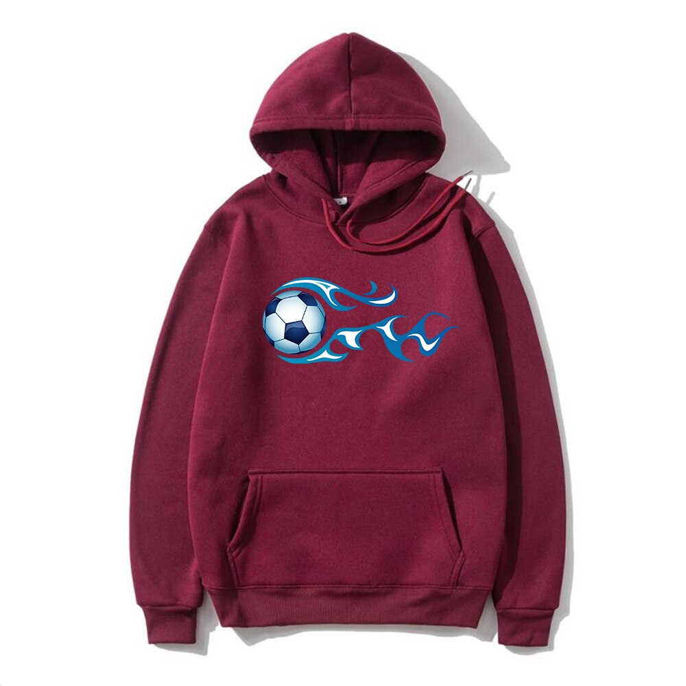 2022 new men's autumn and winter hooded sweater season home wear warm sports football pattern sweater youth oversized casual