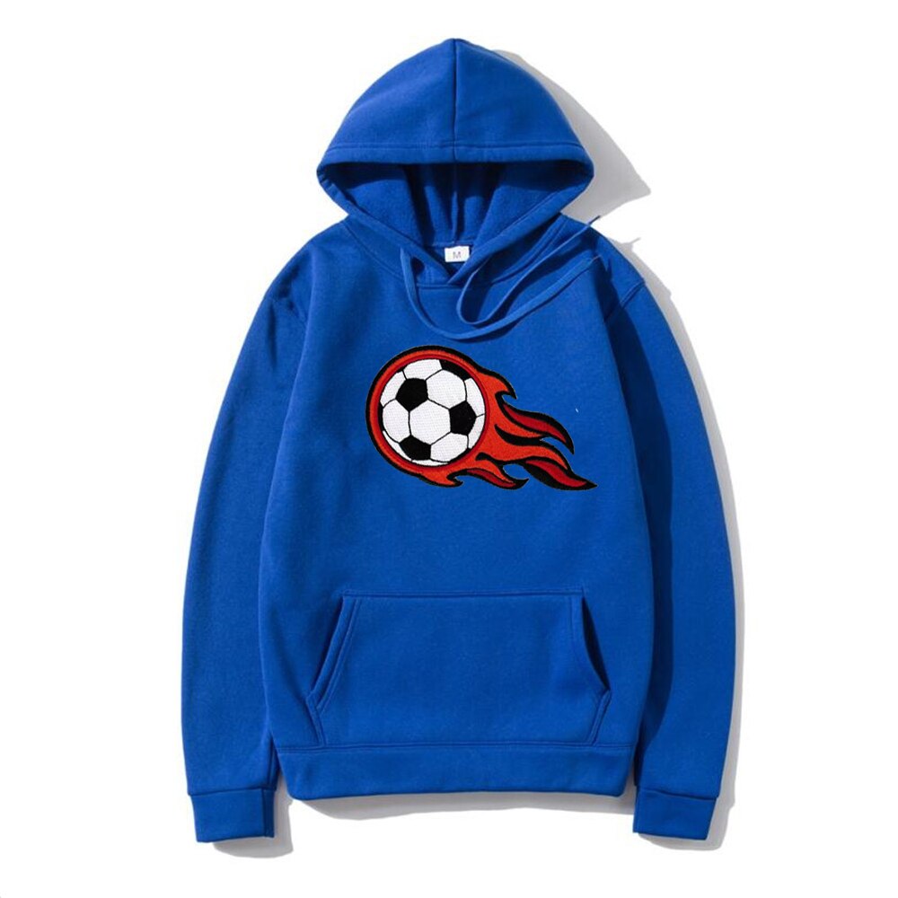 2022 new men's autumn and winter hooded sweater season home wear warm sports football pattern sweater youth oversized casual