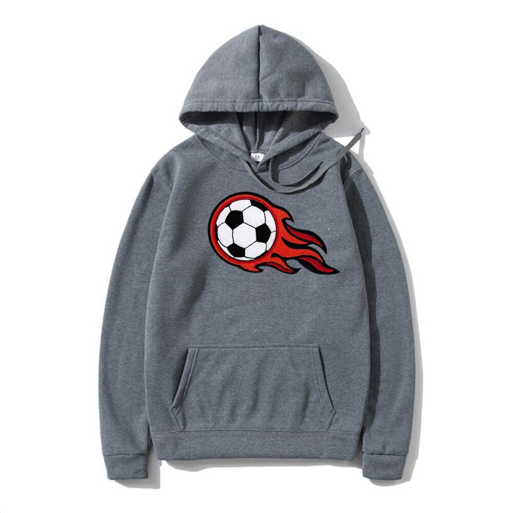 2022 new men's autumn and winter hooded sweater season home wear warm sports football pattern sweater youth oversized casual