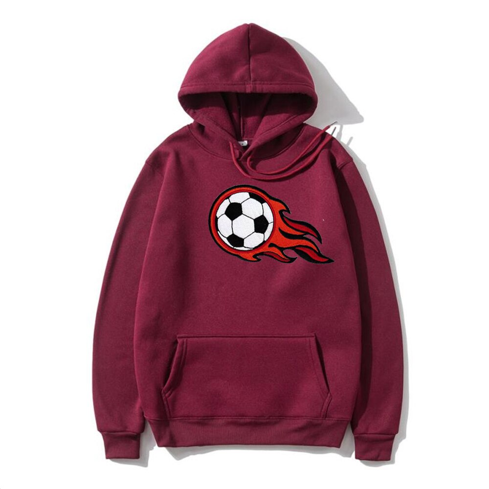 2022 new men's autumn and winter hooded sweater season home wear warm sports football pattern sweater youth oversized casual