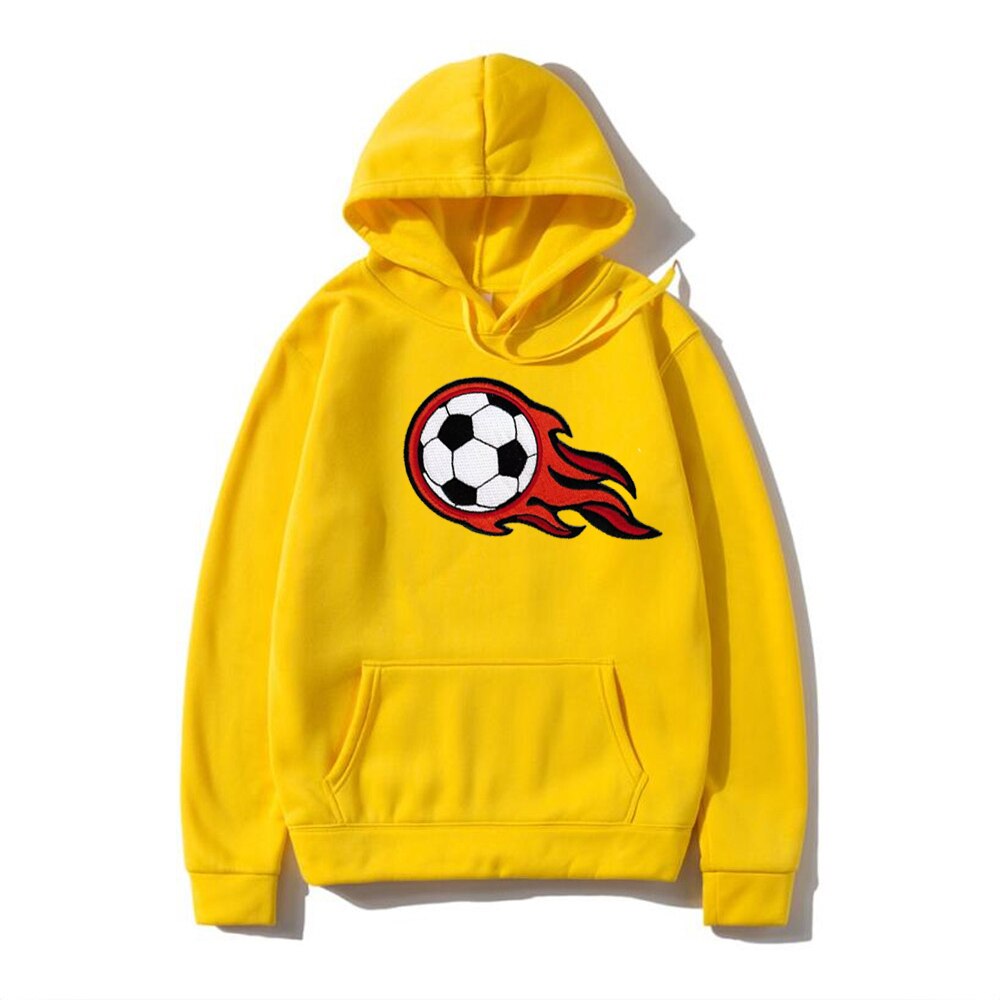 2022 new men's autumn and winter hooded sweater season home wear warm sports football pattern sweater youth oversized casual