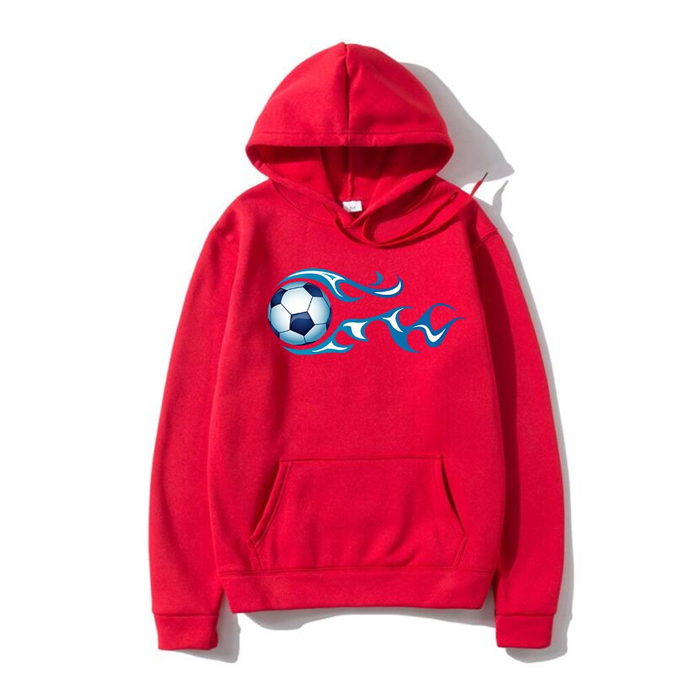 2022 new men's autumn and winter hooded sweater season home wear warm sports football pattern sweater youth oversized casual