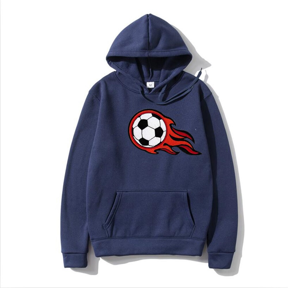 2022 new men's autumn and winter hooded sweater season home wear warm sports football pattern sweater youth oversized casual