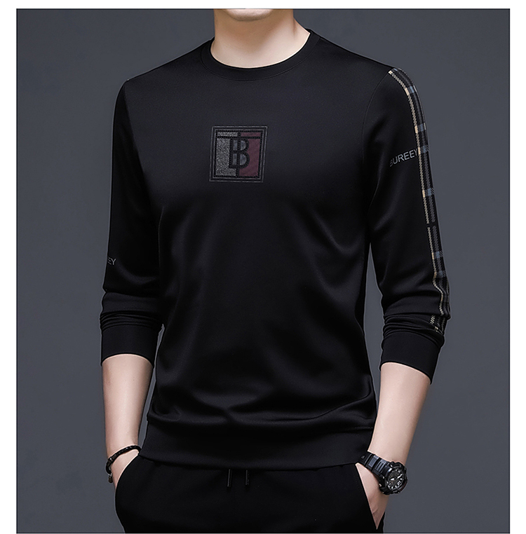 Autumn Black Sweatshirts Men 2022 Long Sleeve O-neck Collar Hoodies Fashion Trend Letter Print Slim Pullover for Men Street Wear