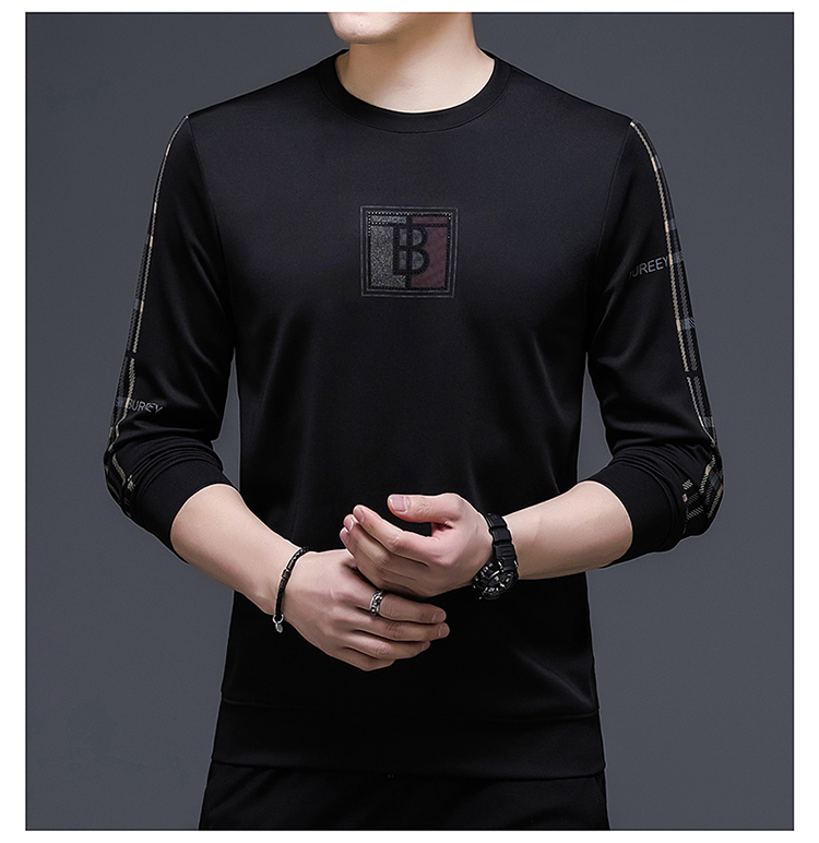Autumn Black Sweatshirts Men 2022 Long Sleeve O-neck Collar Hoodies Fashion Trend Letter Print Slim Pullover for Men Street Wear