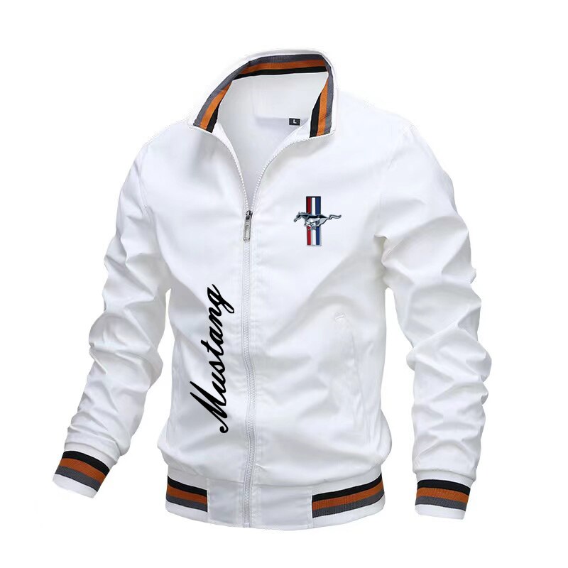 Autumn and Winter Men's Jacket, Mustang Motorcycle, Printed Motorcycle Jacket, Men's Casual Windbreaker, Sportswear Fashion Top