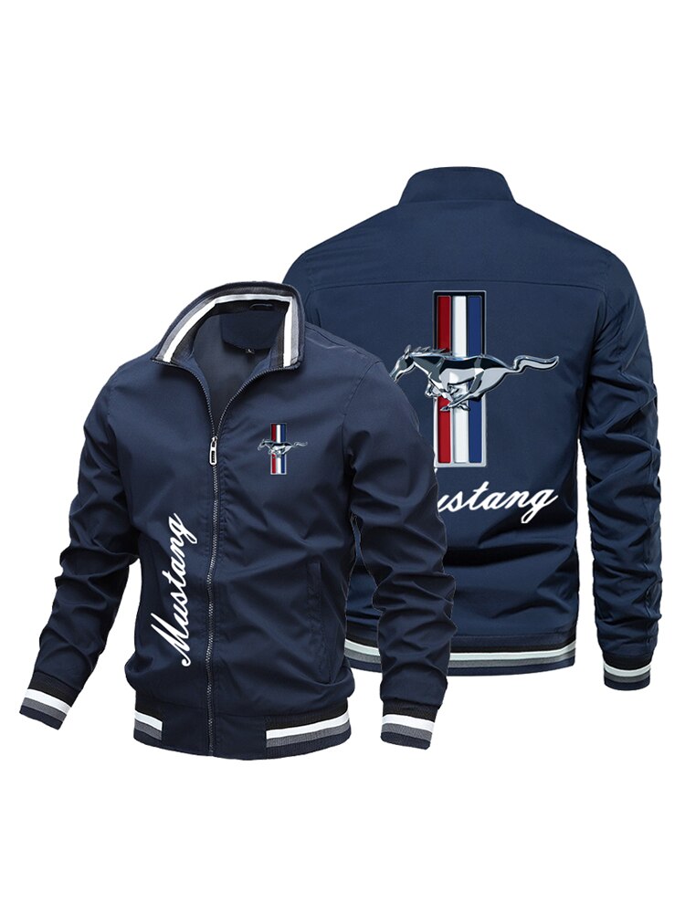 Autumn and Winter Men's Jacket, Mustang Motorcycle, Printed Motorcycle Jacket, Men's Casual Windbreaker, Sportswear Fashion Top