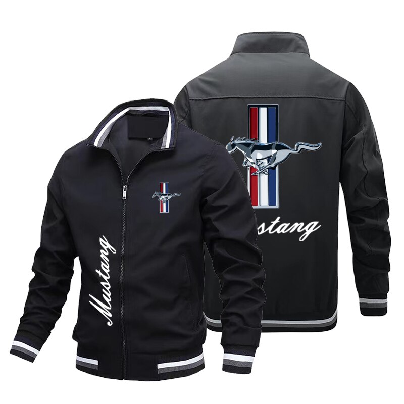 Autumn and Winter Men's Jacket, Mustang Motorcycle, Printed Motorcycle Jacket, Men's Casual Windbreaker, Sportswear Fashion Top