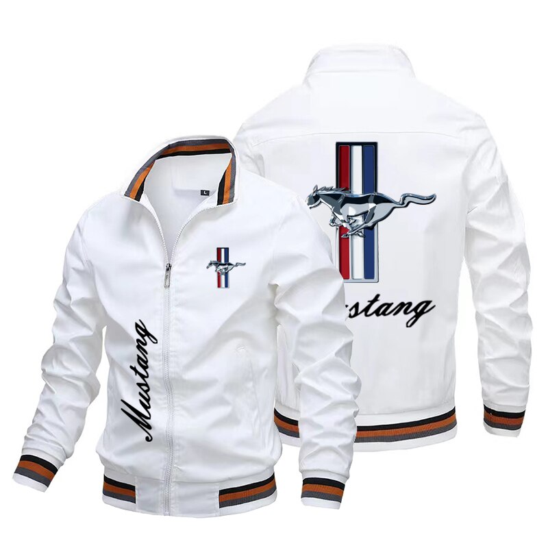 Autumn and Winter Men's Jacket, Mustang Motorcycle, Printed Motorcycle Jacket, Men's Casual Windbreaker, Sportswear Fashion Top