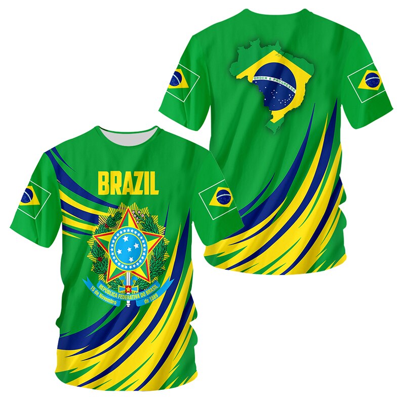 Brazil Flag Print Men's T-shirt Summer Beach Fashion Short Sleeves Streetwear Tops Oversized O Neck Breathable New Graphic Tees Brazil Flag Print Men's T-shirt Summer Beach Fashion Short Sleeves Streetwear Tops Oversized O Neck Breathable New Graphic Tees