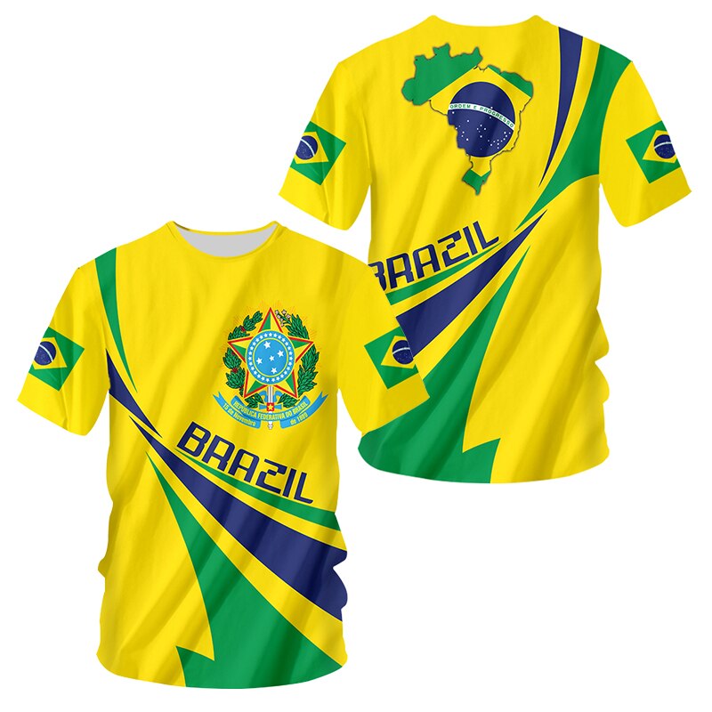 Brazil Flag Print Men's T-shirt Summer Beach Fashion Short Sleeves Streetwear Tops Oversized O Neck Breathable New Graphic Tees Brazil Flag Print Men's T-shirt Summer Beach Fashion Short Sleeves Streetwear Tops Oversized O Neck Breathable New Graphic Tees