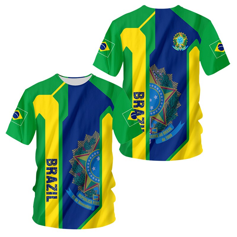 Brazil Flag Print Men's T-shirt Summer Beach Fashion Short Sleeves Streetwear Tops Oversized O Neck Breathable New Graphic Tees Brazil Flag Print Men's T-shirt Summer Beach Fashion Short Sleeves Streetwear Tops Oversized O Neck Breathable New Graphic Tees