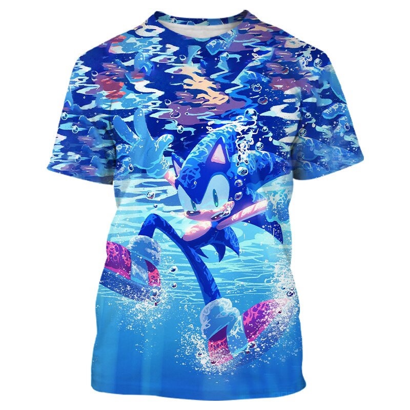 Sonic 2 Kids T-Shirts Children Tops Clothes Tee Baby Boys Girls Sonic Short Sleeve Tshirt 4-14 Years Old baby Child Clothing