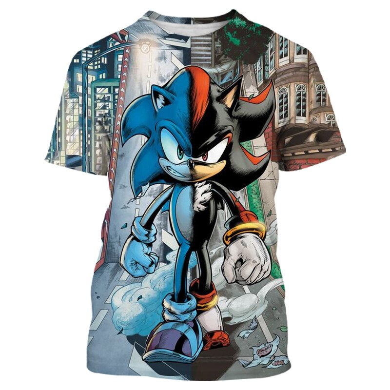 Sonic 2 Kids T-Shirts Children Tops Clothes Tee Baby Boys Girls Sonic Short Sleeve Tshirt 4-14 Years Old baby Child Clothing