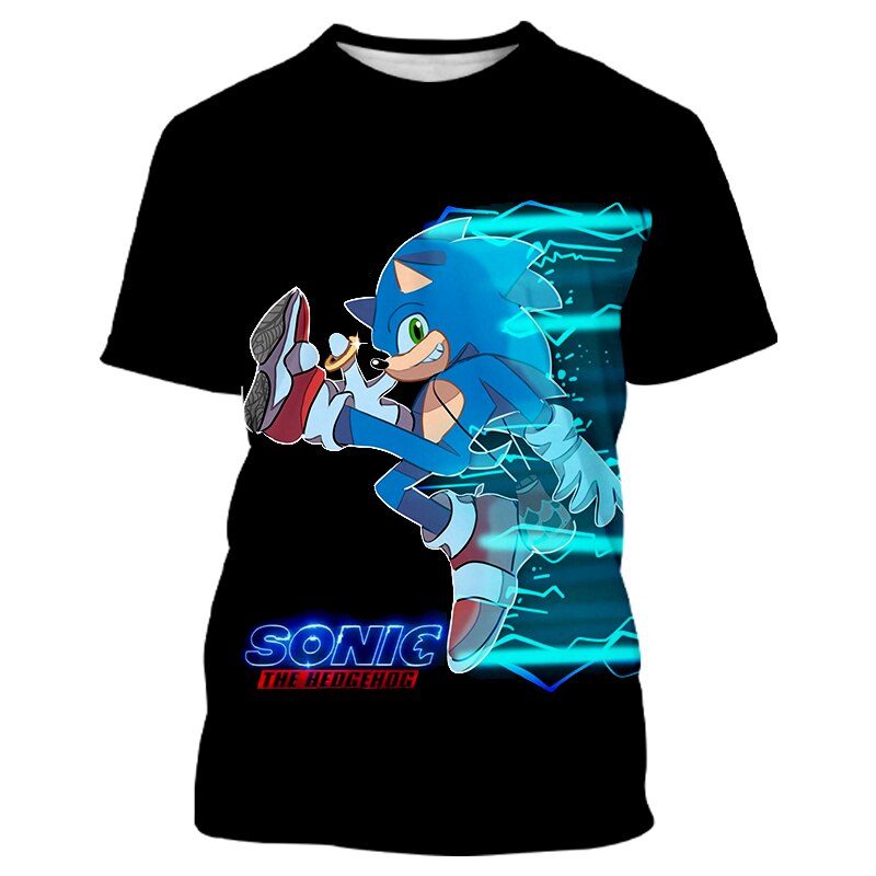 Sonic 2 Kids T-Shirts Children Tops Clothes Tee Baby Boys Girls Sonic Short Sleeve Tshirt 4-14 Years Old baby Child Clothing