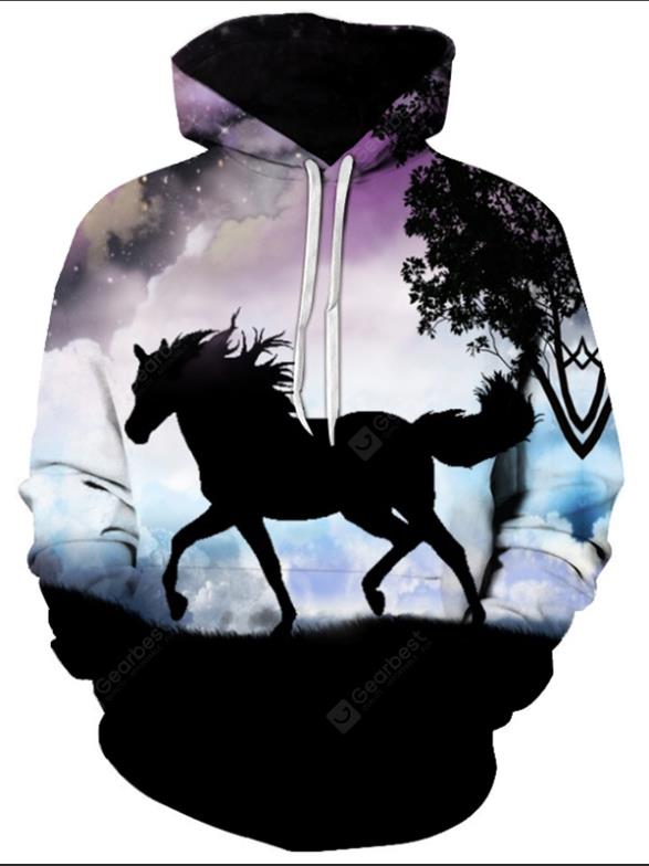 Fashion Hoodies Teen Girls 3D Printed Horse Hooded Sweatshirt Children Hoodie Loose Pullover Autumn Kids Clothes Streetwear