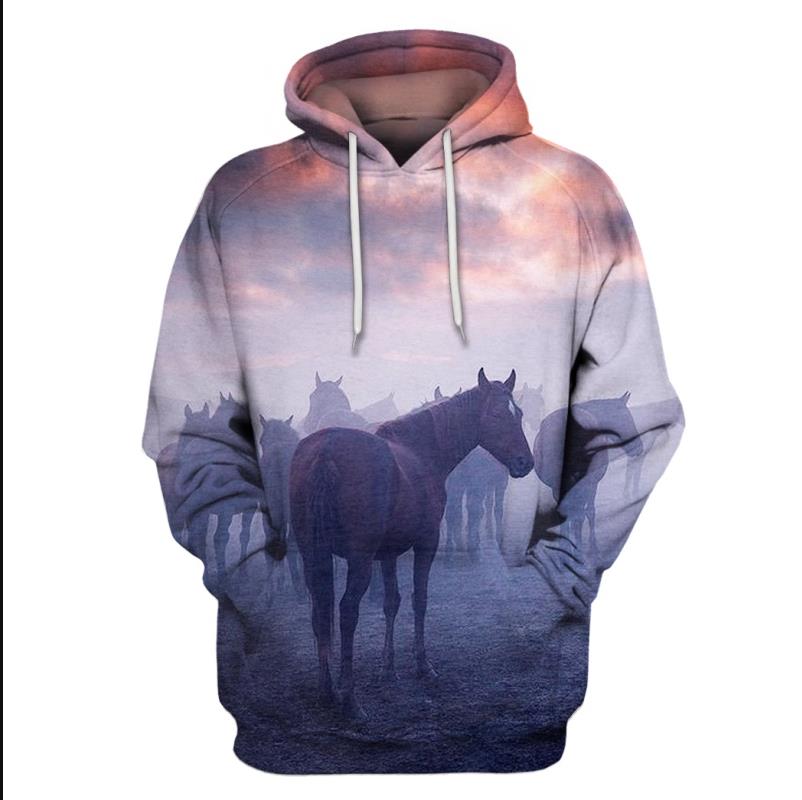 Fashion Hoodies Teen Girls 3D Printed Horse Hooded Sweatshirt Children Hoodie Loose Pullover Autumn Kids Clothes Streetwear