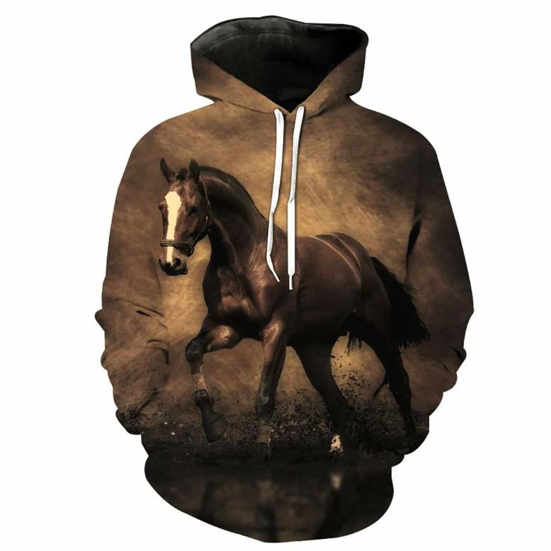 Fashion Hoodies Teen Girls 3D Printed Horse Hooded Sweatshirt Children Hoodie Loose Pullover Autumn Kids Clothes Streetwear
