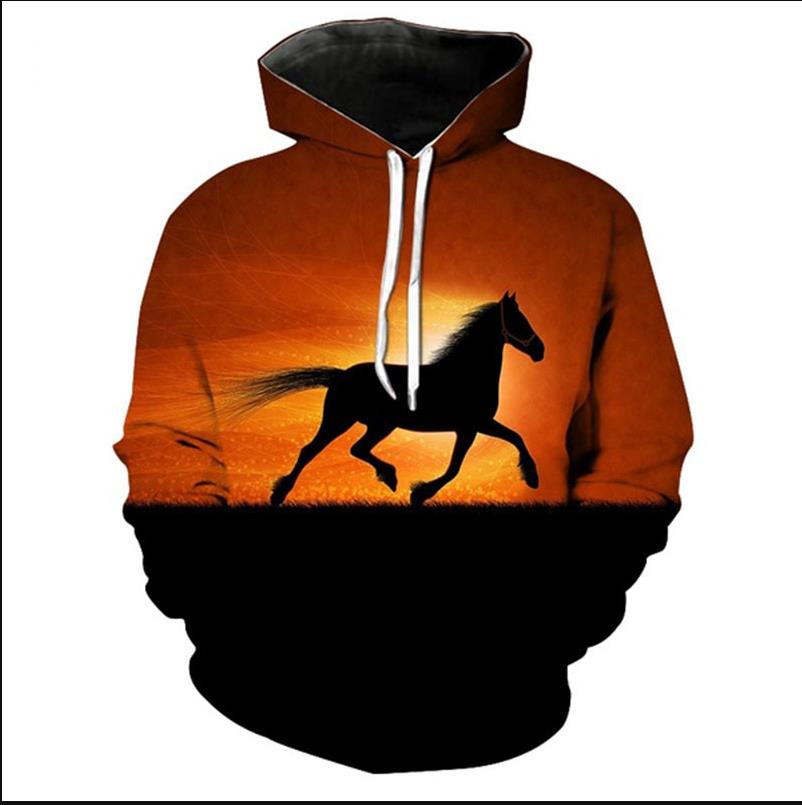 Fashion Hoodies Teen Girls 3D Printed Horse Hooded Sweatshirt Children Hoodie Loose Pullover Autumn Kids Clothes Streetwear