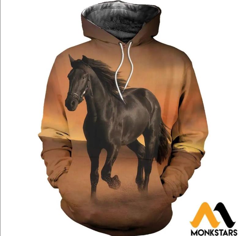 Fashion Hoodies Teen Girls 3D Printed Horse Hooded Sweatshirt Children Hoodie Loose Pullover Autumn Kids Clothes Streetwear