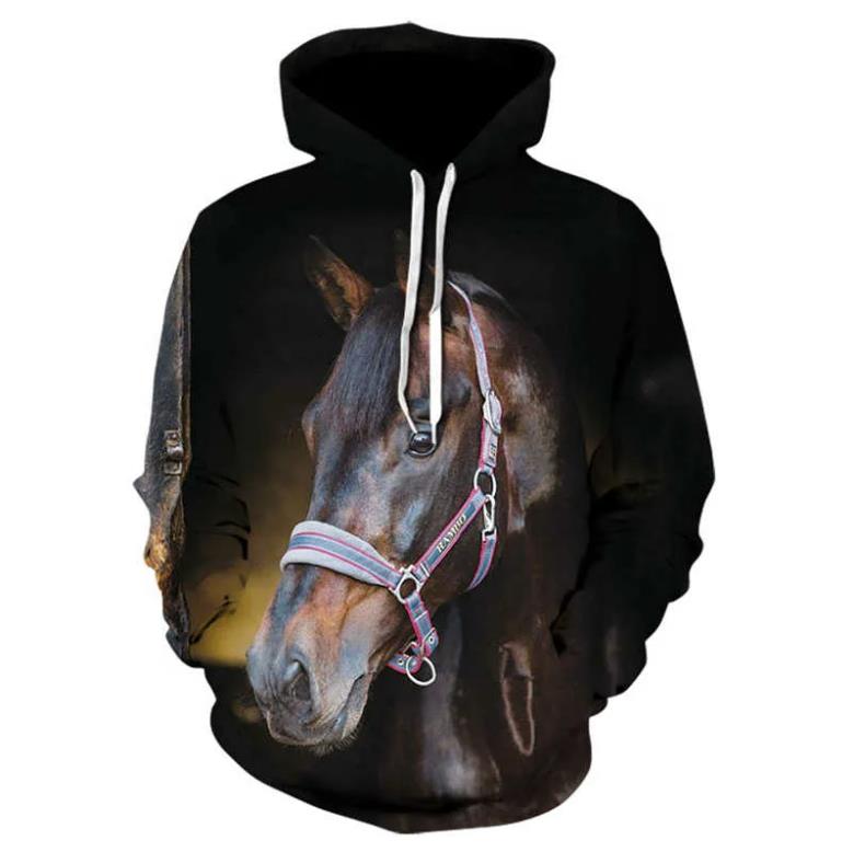Fashion Hoodies Teen Girls 3D Printed Horse Hooded Sweatshirt Children Hoodie Loose Pullover Autumn Kids Clothes Streetwear