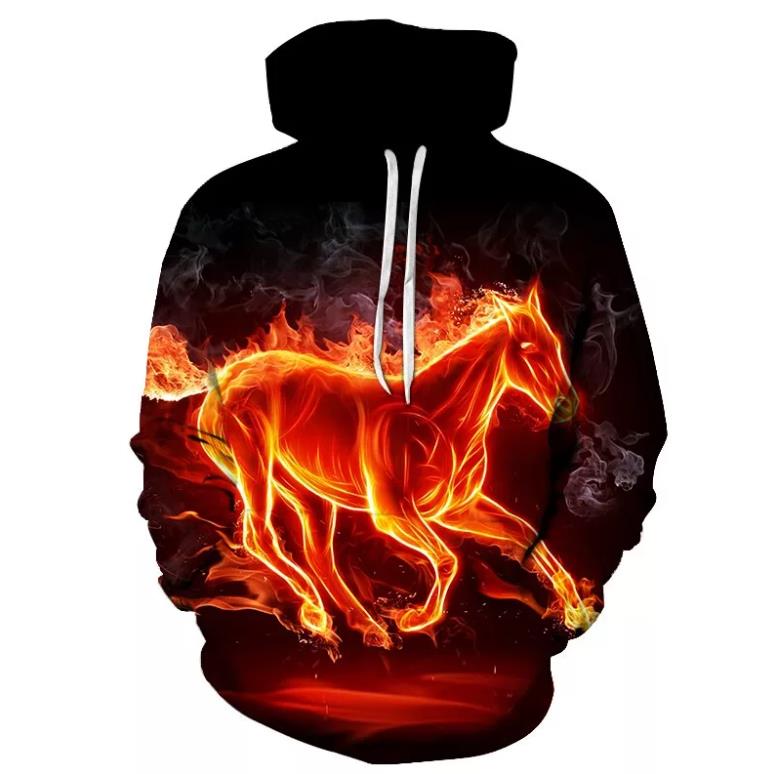 Fashion Hoodies Teen Girls 3D Printed Horse Hooded Sweatshirt Children Hoodie Loose Pullover Autumn Kids Clothes Streetwear