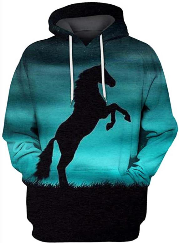 Fashion Hoodies Teen Girls 3D Printed Horse Hooded Sweatshirt Children Hoodie Loose Pullover Autumn Kids Clothes Streetwear