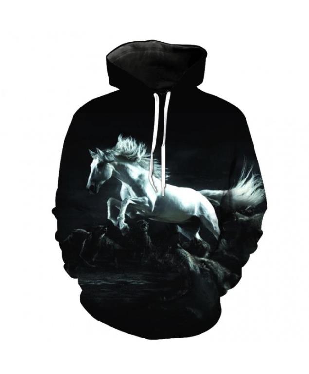Fashion Hoodies Teen Girls 3D Printed Horse Hooded Sweatshirt Children Hoodie Loose Pullover Autumn Kids Clothes Streetwear