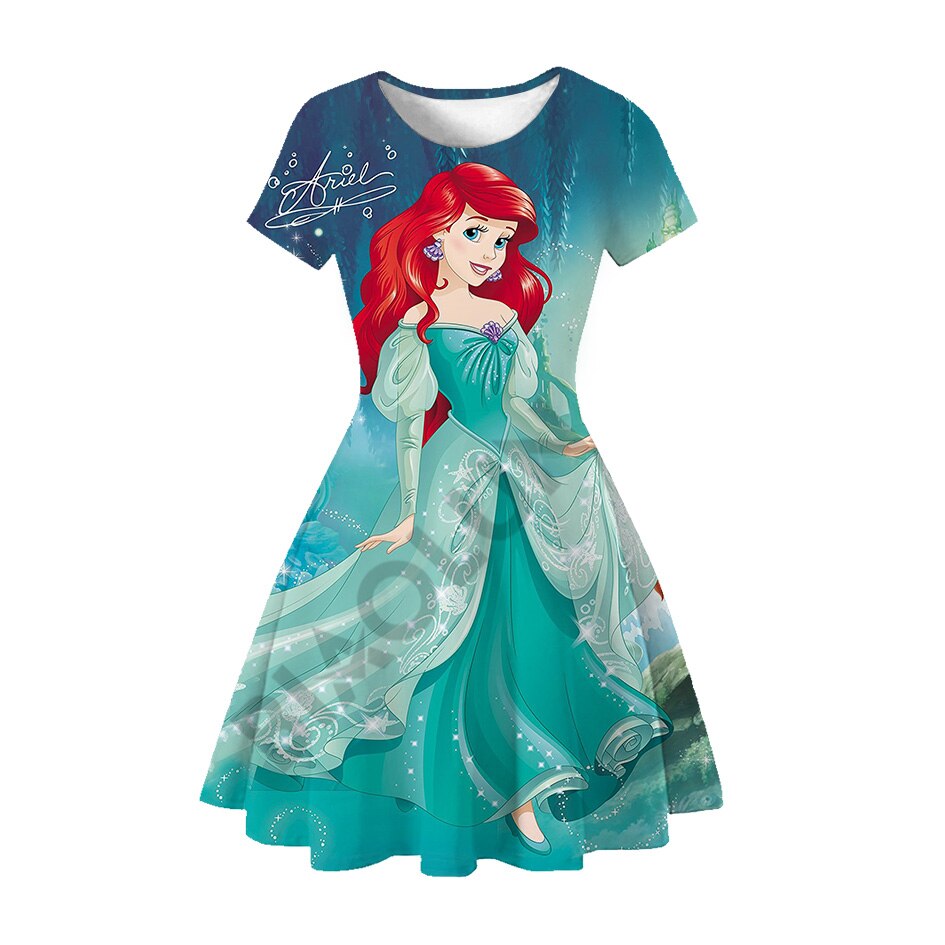 Disney Girl Princess Little Mermaid Ariel Dress Kids Cosplay Charm Children Carnival Birthday Party Clothes Summer Dress Girls