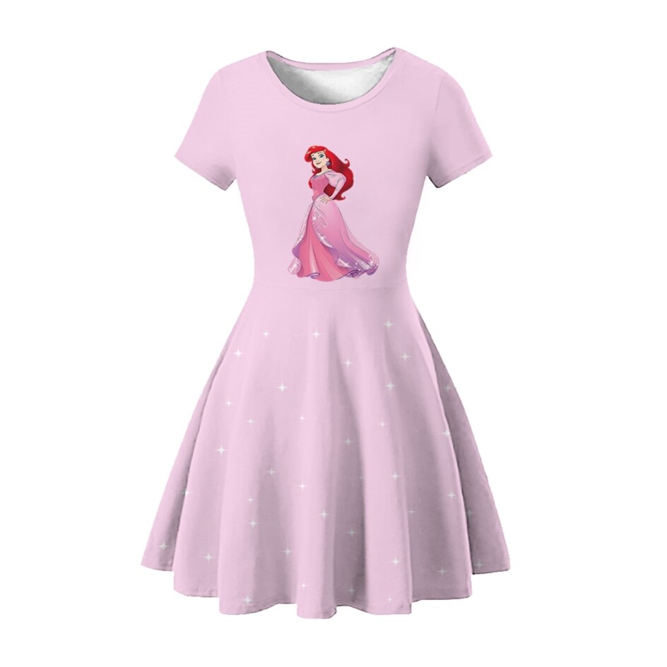 Disney Girl Princess Little Mermaid Ariel Dress Kids Cosplay Charm Children Carnival Birthday Party Clothes Summer Dress Girls