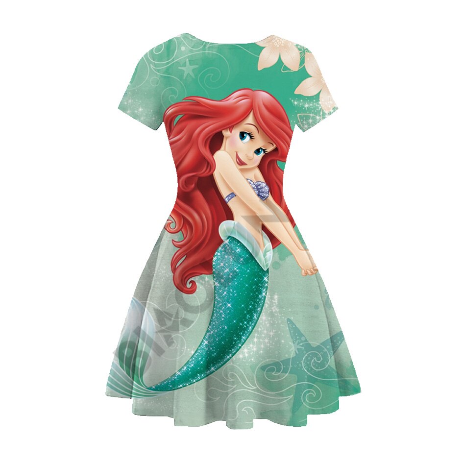 Disney Girl Princess Little Mermaid Ariel Dress Kids Cosplay Charm Children Carnival Birthday Party Clothes Summer Dress Girls