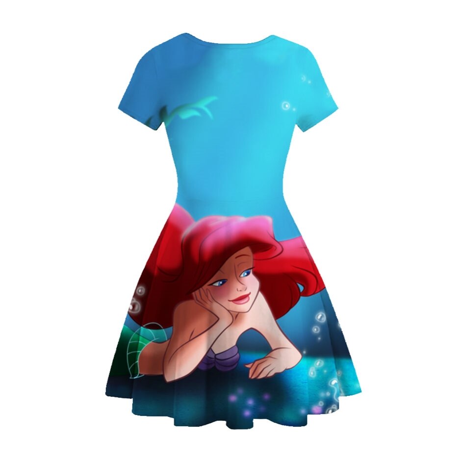 Disney Girl Princess Little Mermaid Ariel Dress Kids Cosplay Charm Children Carnival Birthday Party Clothes Summer Dress Girls