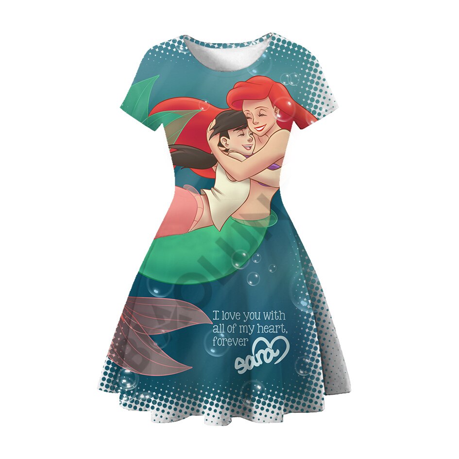 Disney Girl Princess Little Mermaid Ariel Dress Kids Cosplay Charm Children Carnival Birthday Party Clothes Summer Dress Girls