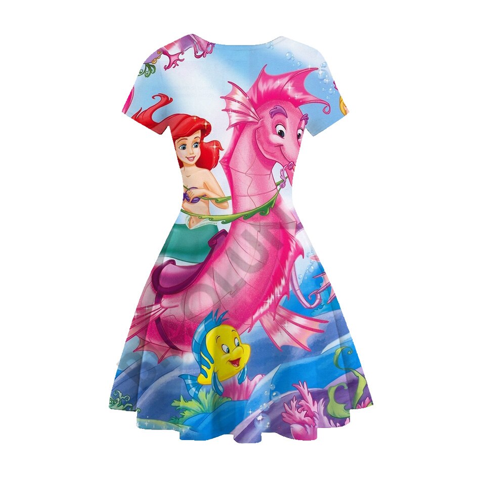 Disney Girl Princess Little Mermaid Ariel Dress Kids Cosplay Charm Children Carnival Birthday Party Clothes Summer Dress Girls
