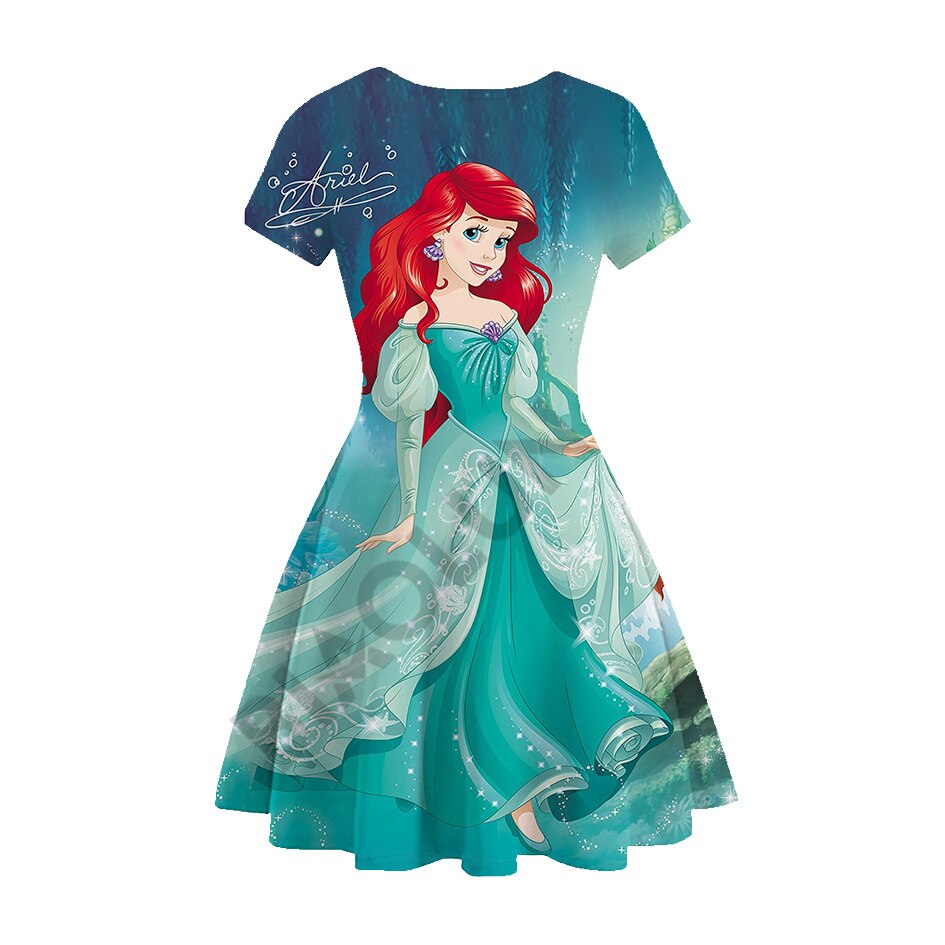 Disney Girl Princess Little Mermaid Ariel Dress Kids Cosplay Charm Children Carnival Birthday Party Clothes Summer Dress Girls
