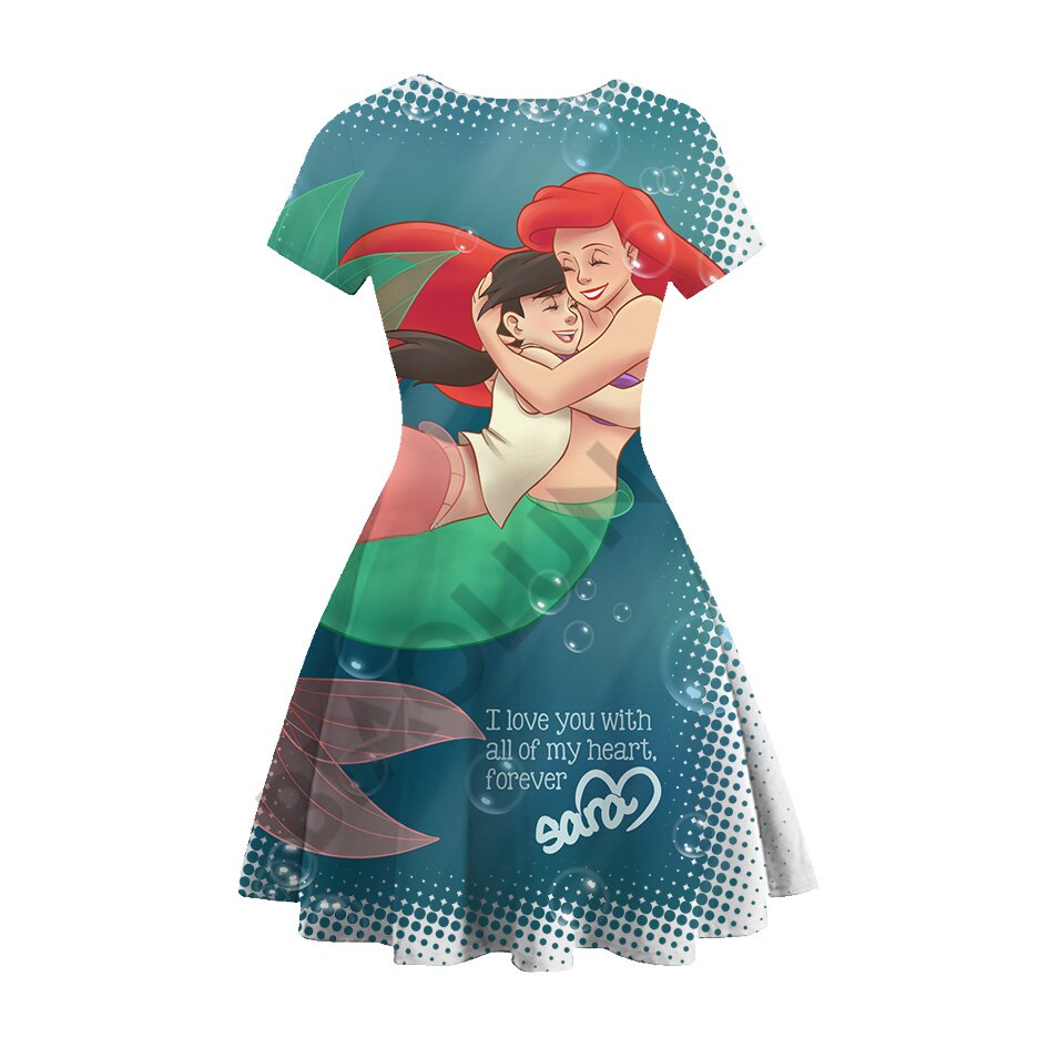 Disney Girl Princess Little Mermaid Ariel Dress Kids Cosplay Charm Children Carnival Birthday Party Clothes Summer Dress Girls