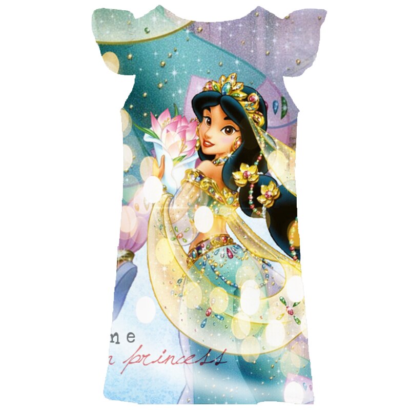 Disney Princess Jasmine Dress For Girls Beautiful Dresses Party Fantasy Costumes Kids Lace Casual Sleeveless Summer Dresses 2-9T