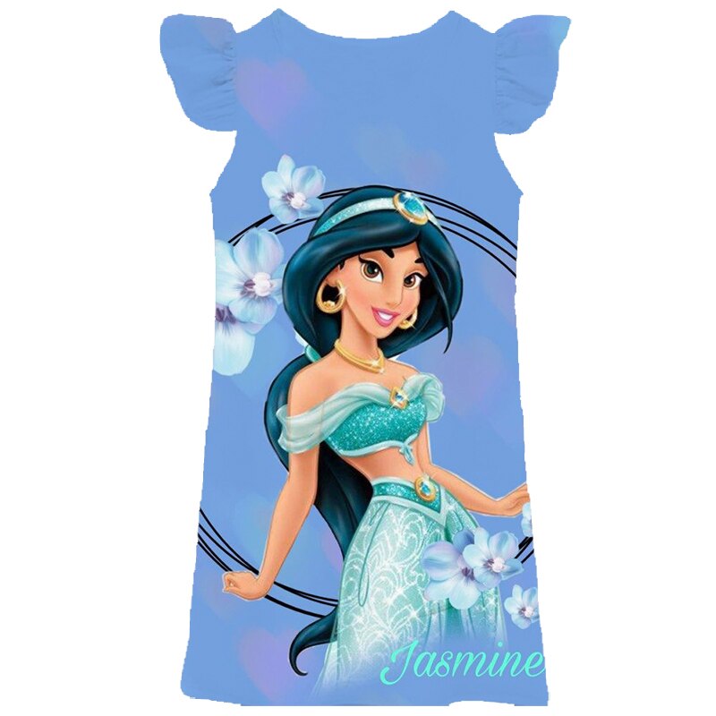 Disney Princess Jasmine Dress For Girls Beautiful Dresses Party Fantasy Costumes Kids Lace Casual Sleeveless Summer Dresses 2-9T