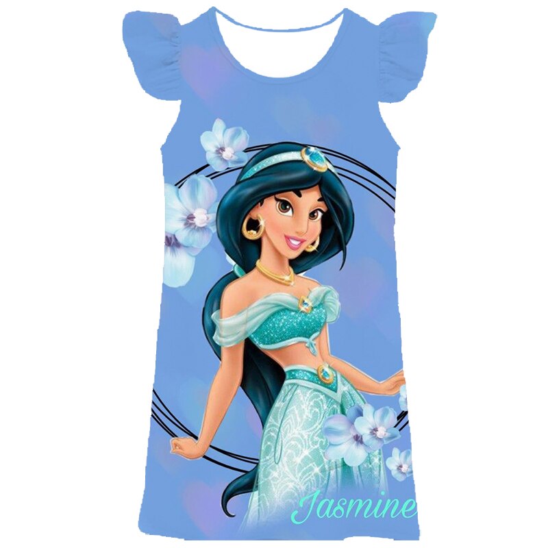 Disney Princess Jasmine Dress For Girls Beautiful Dresses Party Fantasy Costumes Kids Lace Casual Sleeveless Summer Dresses 2-9T