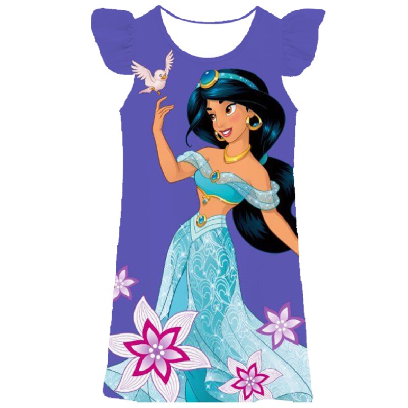 Disney Princess Jasmine Dress For Girls Beautiful Dresses Party Fantasy Costumes Kids Lace Casual Sleeveless Summer Dresses 2-9T